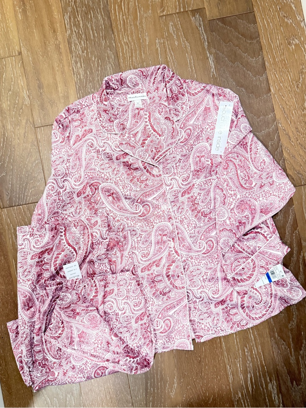 Miss Elaine Pink Paisley Cozy Soft Pajama Set Long sleeves and pants